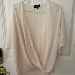 Aakaa Light Cream Draped Swiss Dot Top